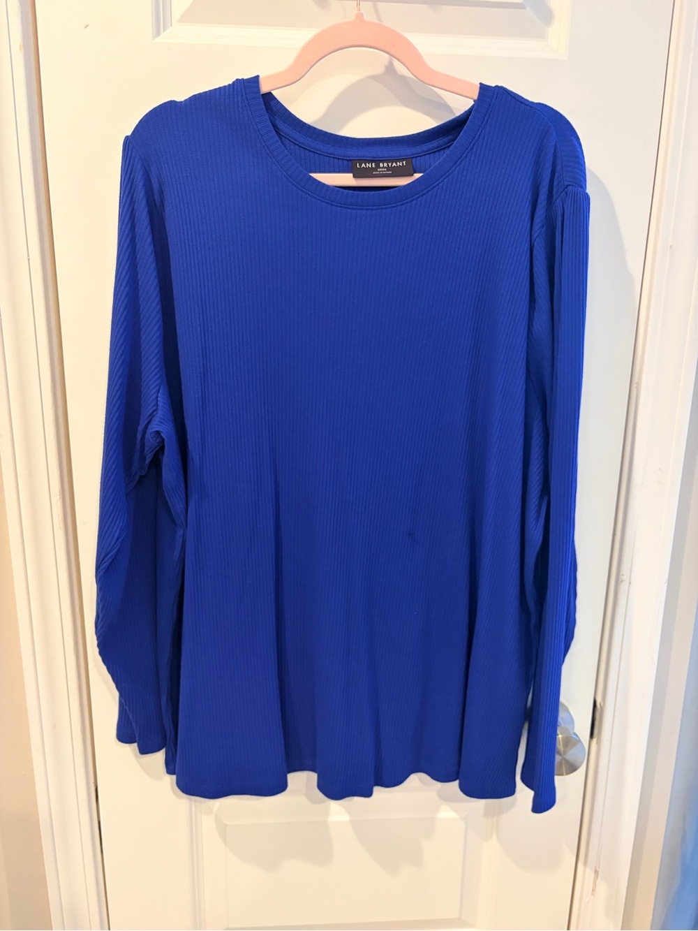 Lane Bryant Cobalt Ribbed Long Sleeve Crew Top
